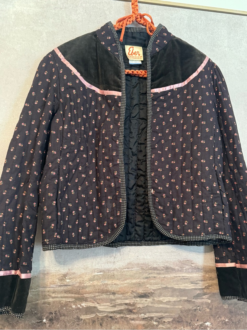 vintage 1970s Eber San Francisco quilted calico jacket Size S - Picture 5 of 14